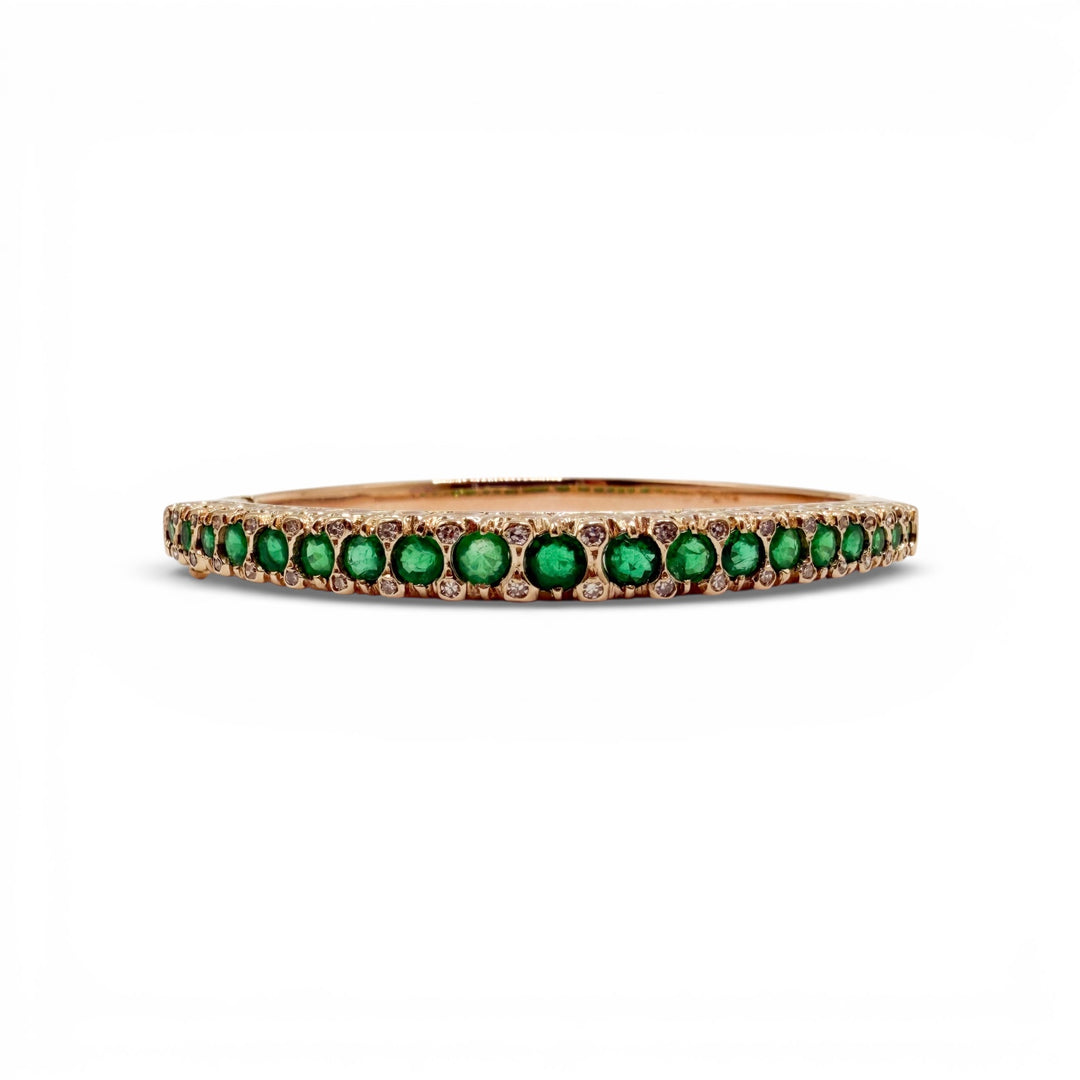 14k Yellow Gold Estate Emerald Bangle Bracelet