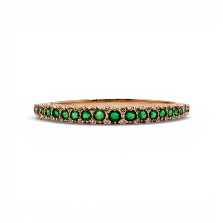 14k Yellow Gold Estate Emerald Bangle Bracelet