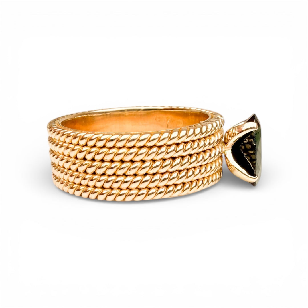 14k Yellow Gold Estate Green Tourmaline Ring