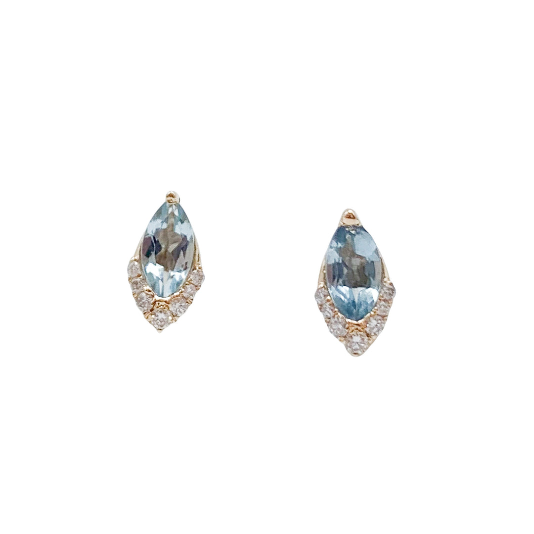 14k Stud Aquamarines Earrings
