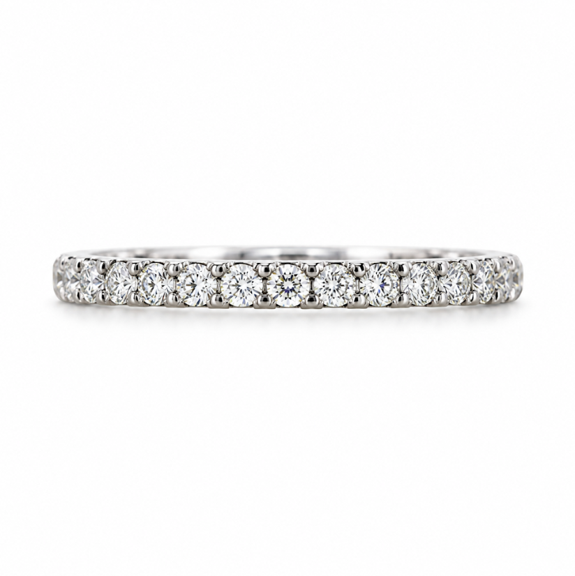 14k White Gold Prong Set 0.19ctw Round Diamond Wedding Band