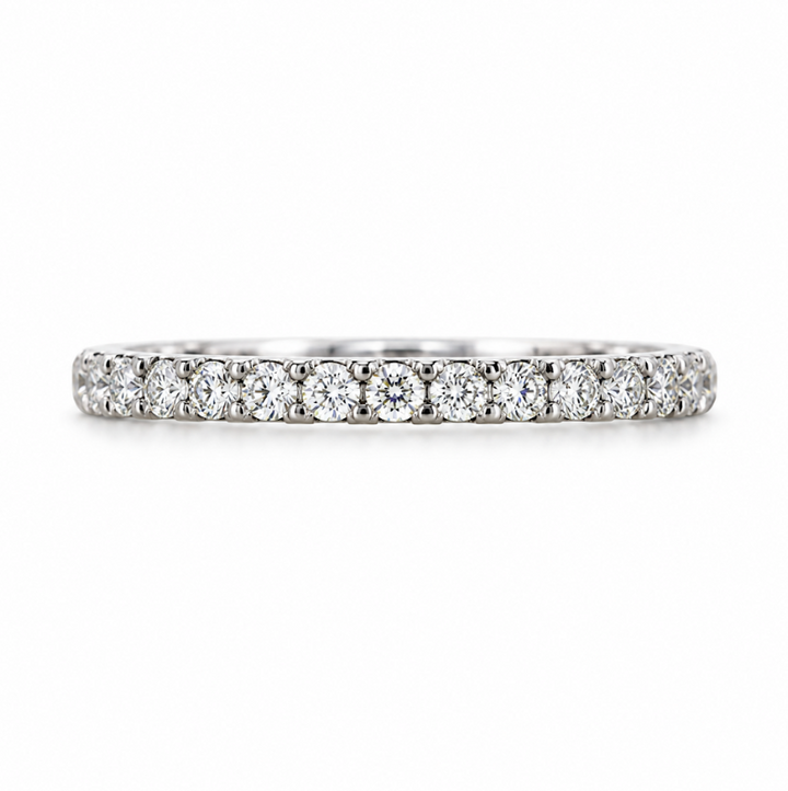 14k White Gold Prong Set 0.19ctw Round Diamond Wedding Band