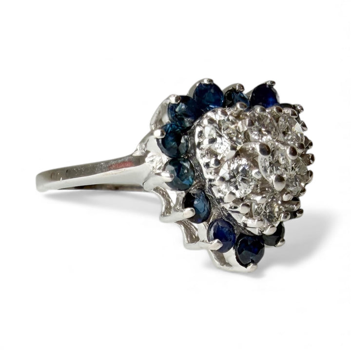 14k White Gold Cluster Diamond Estate Ring