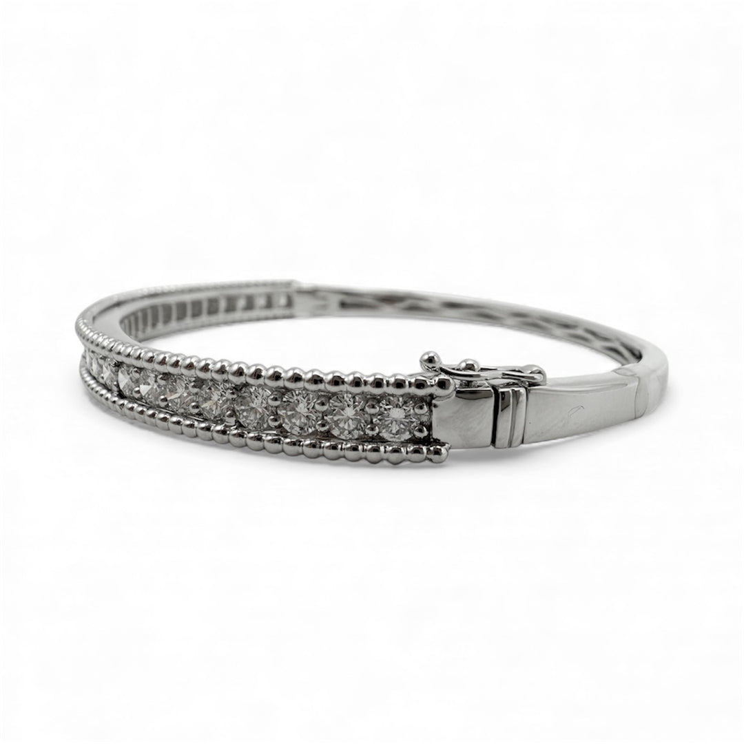 14k White Gold Bangle Diamond Bracelet
