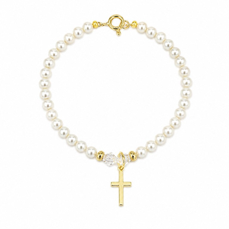 14k Yellow Pearl Baby Bracelet