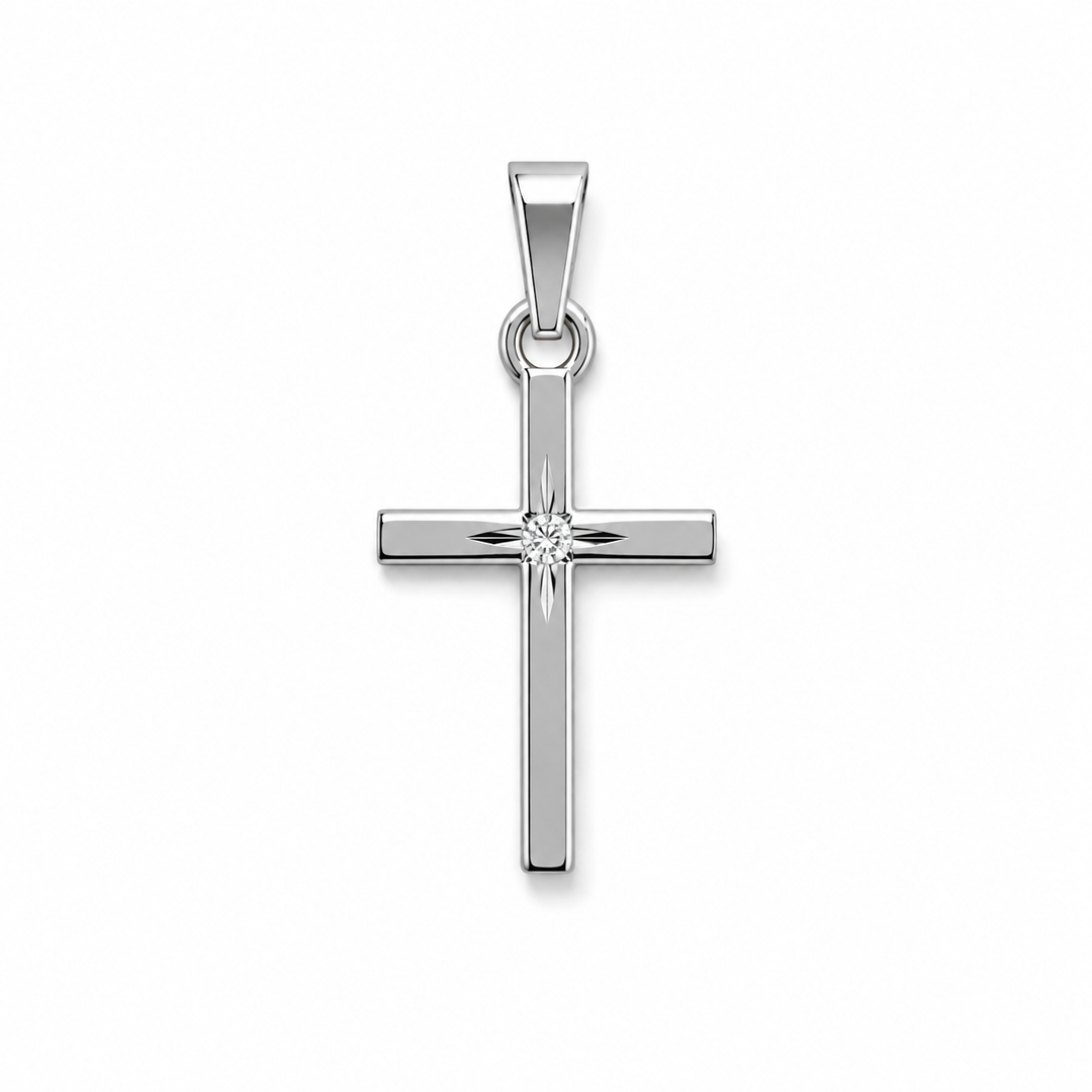 14k White Gold Cross Charm