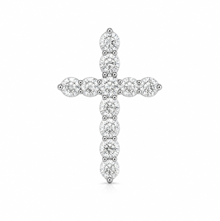 14k White Cross Lab Grown Diamond Pendant 0.60ctw