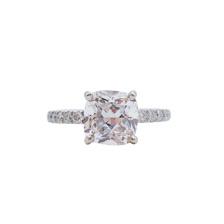 14k White Gold Pave Lab Grown Diamond Engagement Ring 2.20 cttw