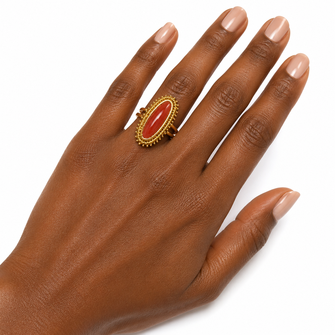 18k Yellow Coral Estate Ring
