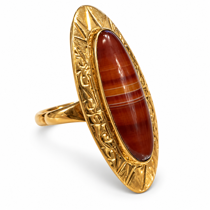 14k Yellow Agate Estate Ring