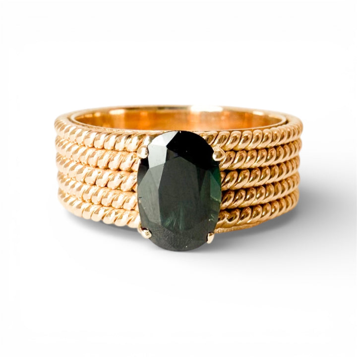 14k Yellow Gold Estate Green Tourmaline Ring