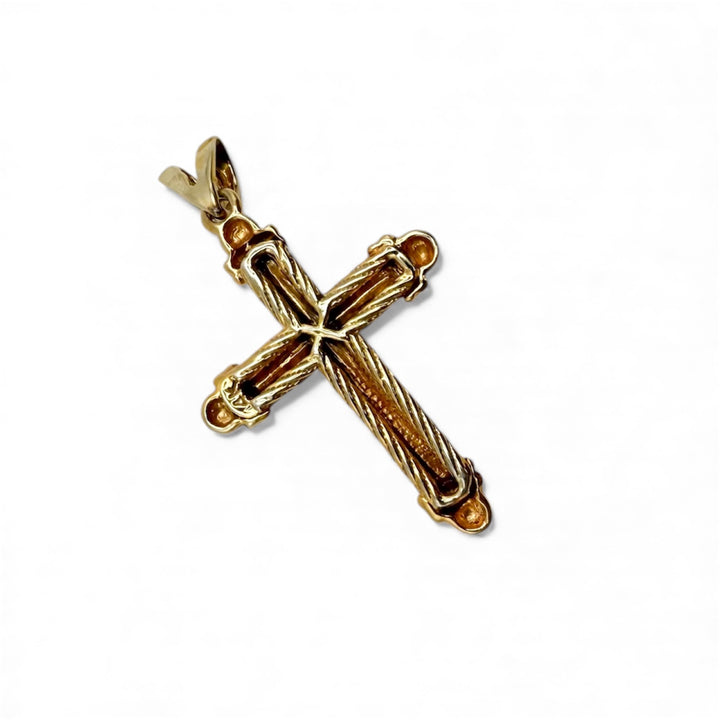 14k Two Tone Cross Estate Pendant