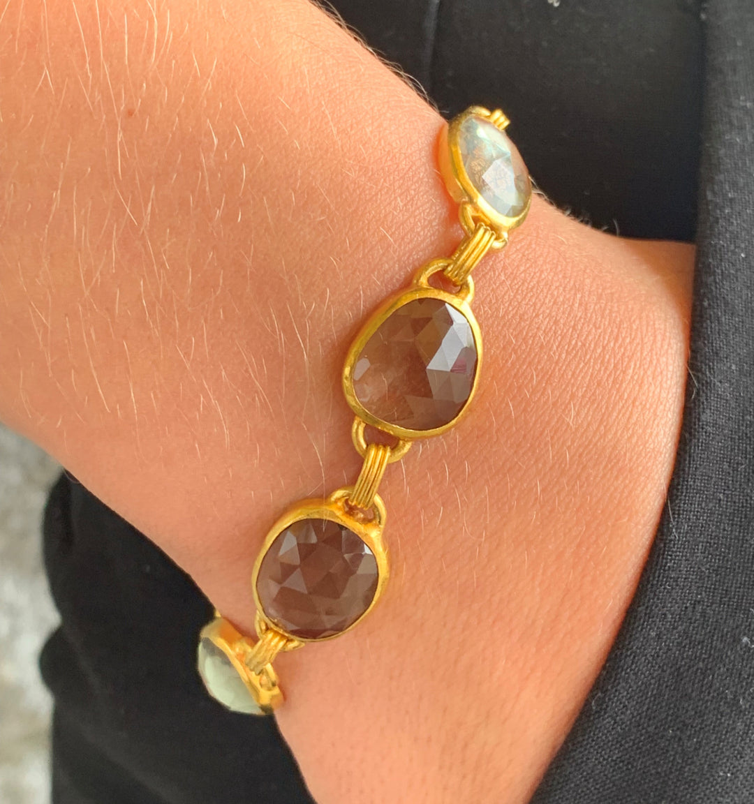 24k Yellow Gold Estate Quartz Designer Bracelet