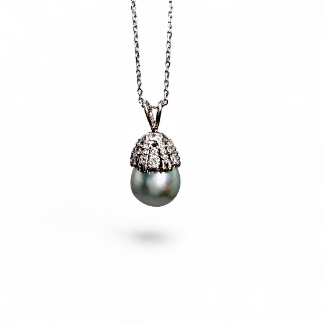 14k White Gold Pearl Estate Pendant