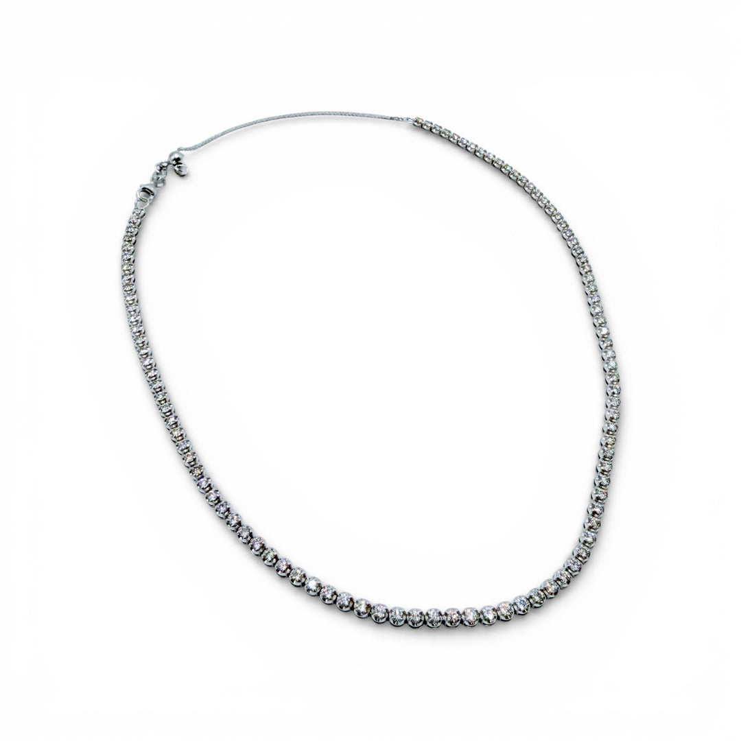 14k White Gold Tennis Diamond Estate Necklace