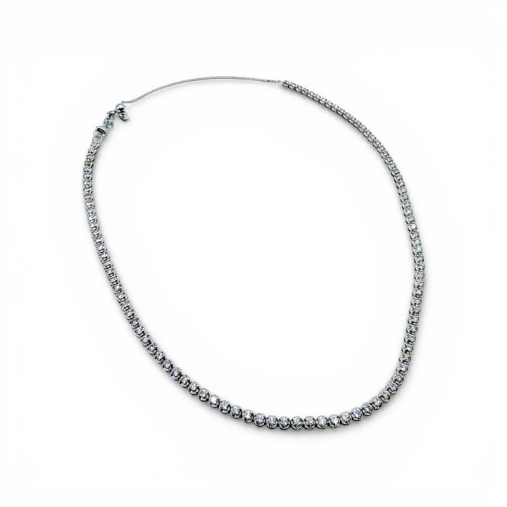 14k White Gold Tennis Diamond Estate Necklace