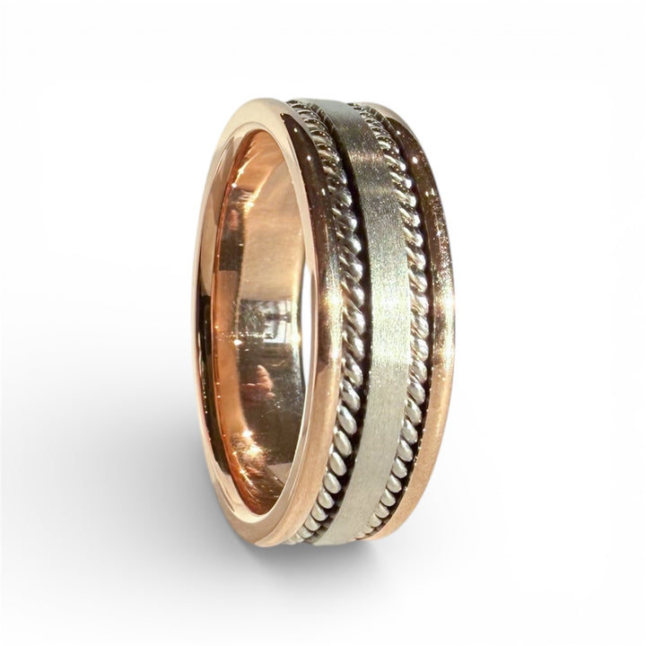 10k Two Tone Satin/Polished Eternity Wedding Band