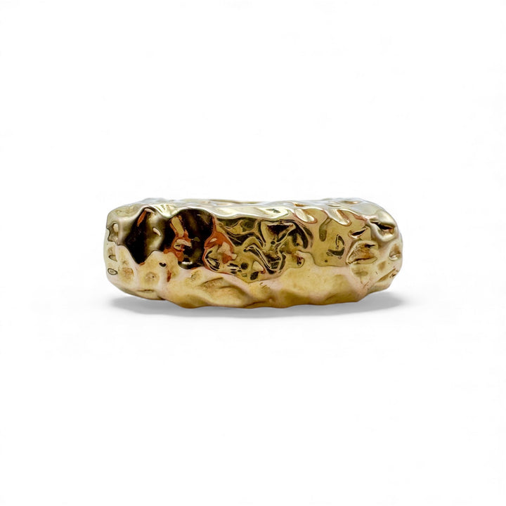 14k Yellow Gold Hammred Estate Ring