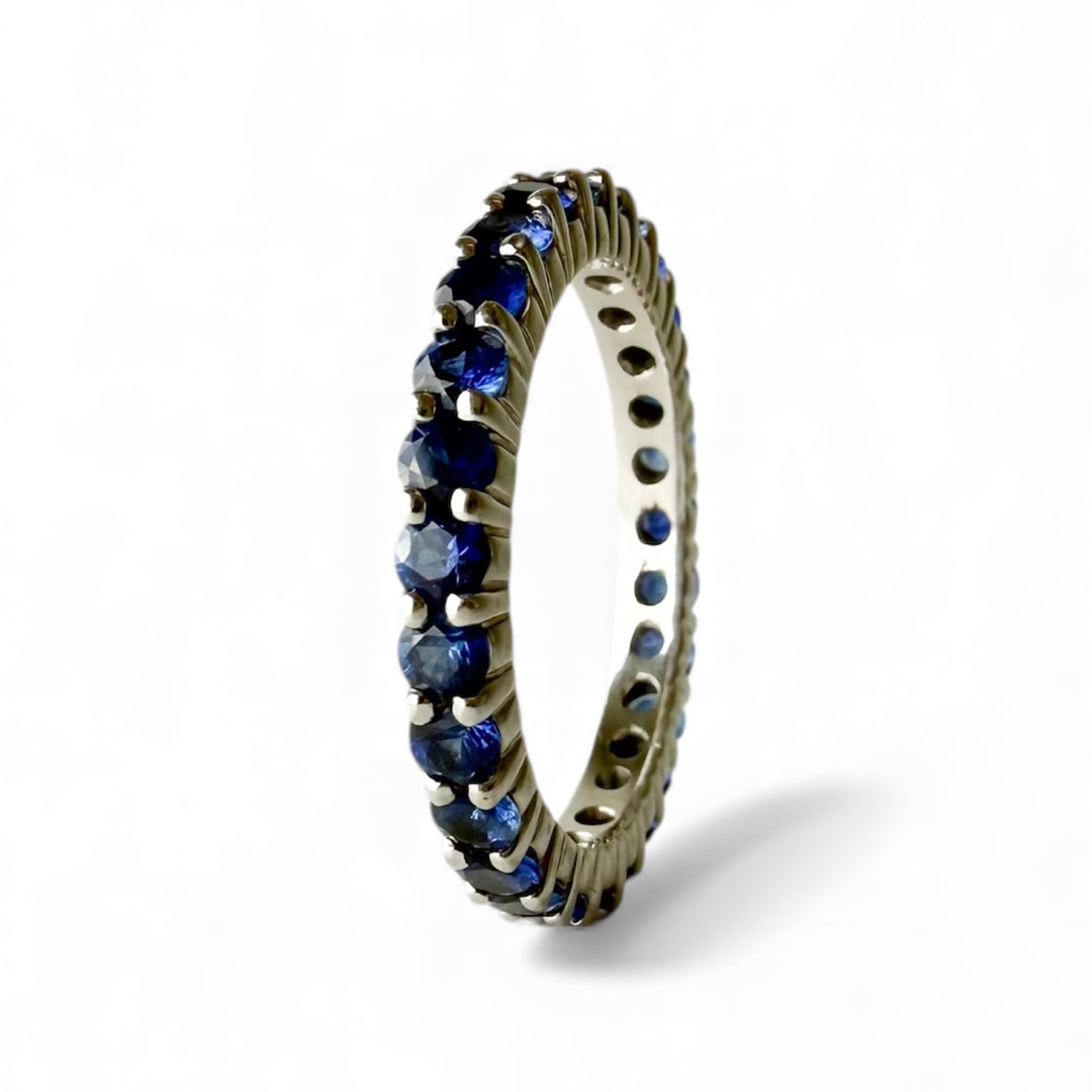 14k White Gold Sapphire Eternity Estate Ring