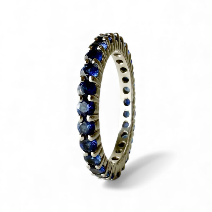 14k White Gold Sapphire Eternity Estate Ring