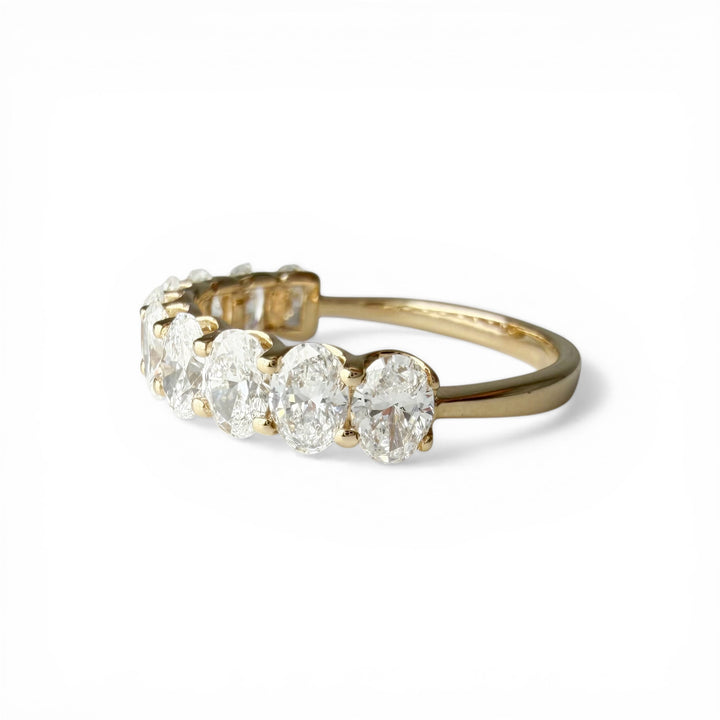 10k Yellow Gold Prong Set 2.11ctw Oval Lab Grown Diamond Wedding Band