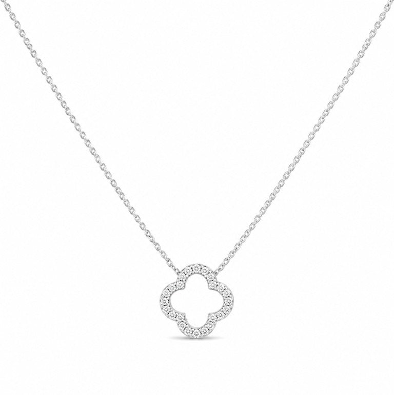 14k White Clover Diamond Pendants
