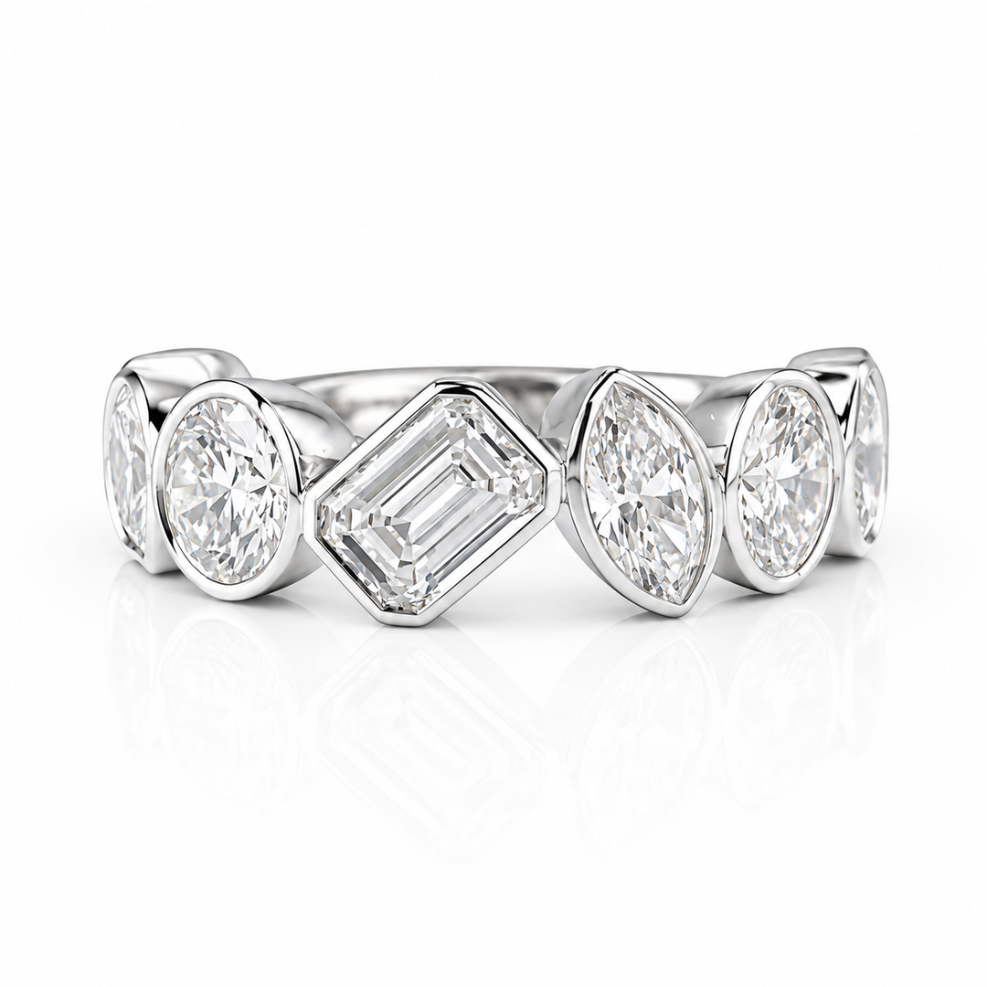 14k White Gold Bezel Set Lab Grown Diamond Wedding Band