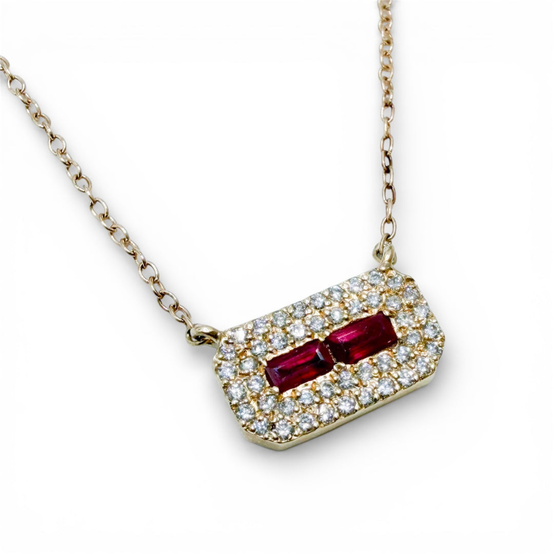 14k Yellow Gold Ruby Diamond Pendant