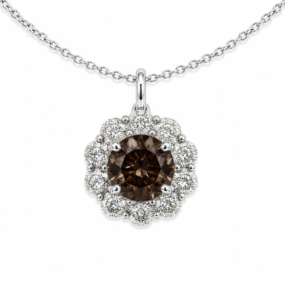 14k White Choclate Diamond Estate Pendant