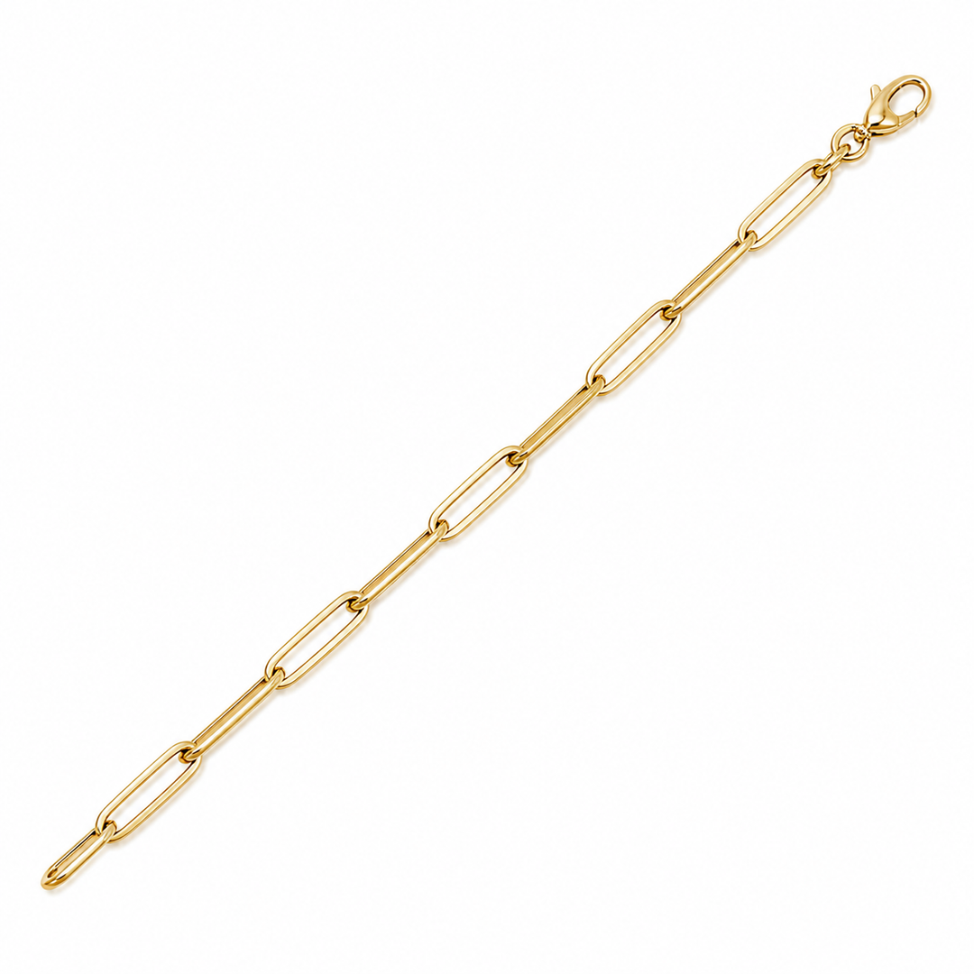 14k Yellow Paper Clip Bracelet