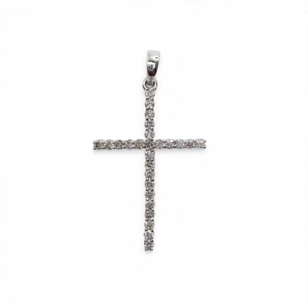 14k White Gold Cross Diamond Pendants