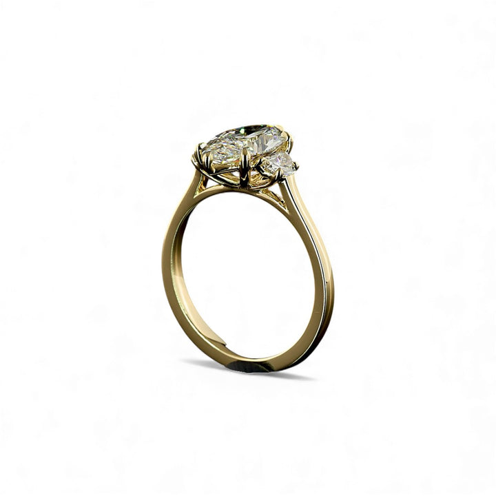 14k Yellow Gold 3 Stone Lab Grown Diamond Engagement Ring