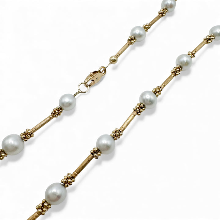 14k Yellow Gold Estate Pearl Necklace