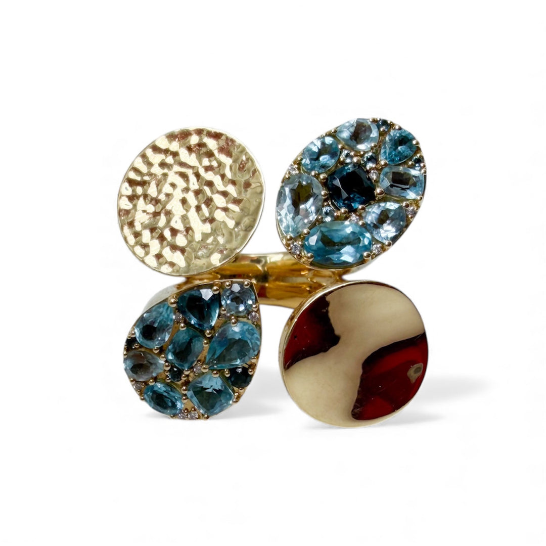 18k Yellow Gold Estate Blue Topaz Ippolitta Ring