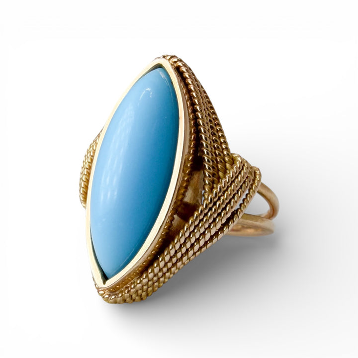 18k Yellow Gold Turquoise Estate Ring