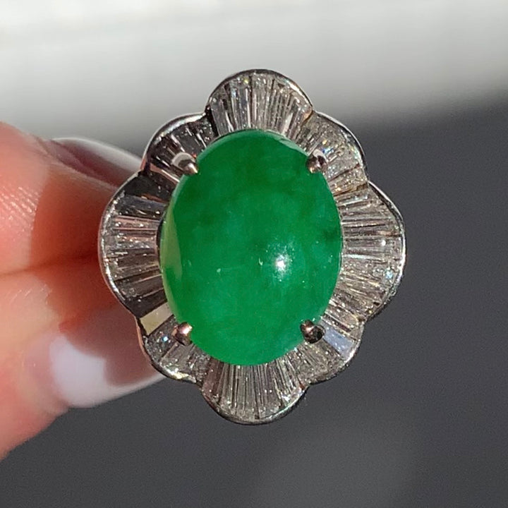 18k/Plat Two Tone Jade Estate Ring
