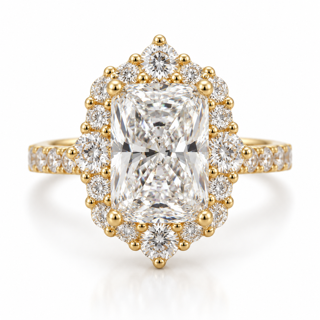14kt Yellow Gold Diamond Halo Engagement Ring Mounting