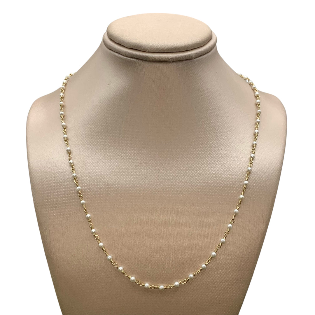 14k Yellow Gold Pearl Necklace
