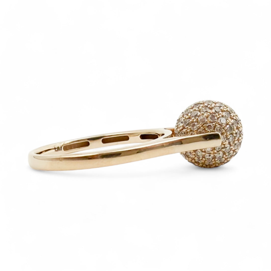 14k Yellow Gold Diamond Ball Estate Ring