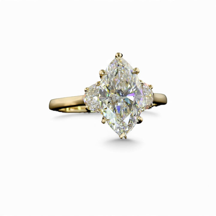 14k Yellow Gold 3 Stone Lab Grown Diamond Engagement Ring