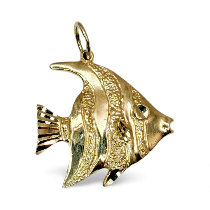 14k Yellow Gold Estate Angel Fish Pendant