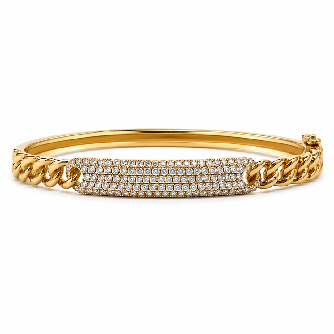 14k Yellow Gold Bangle Diamond Bracelet