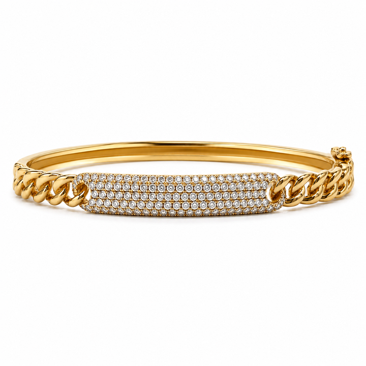 14k Yellow Gold Bangle Diamond Bracelet
