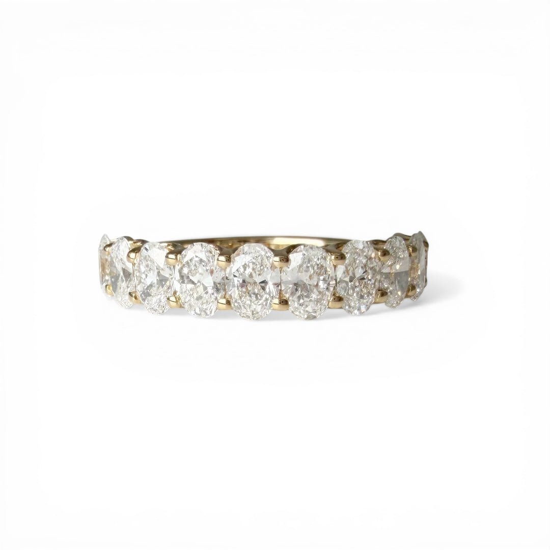 10k Yellow Gold Prong Set 2.11ctw Oval Lab Grown Diamond Wedding Band