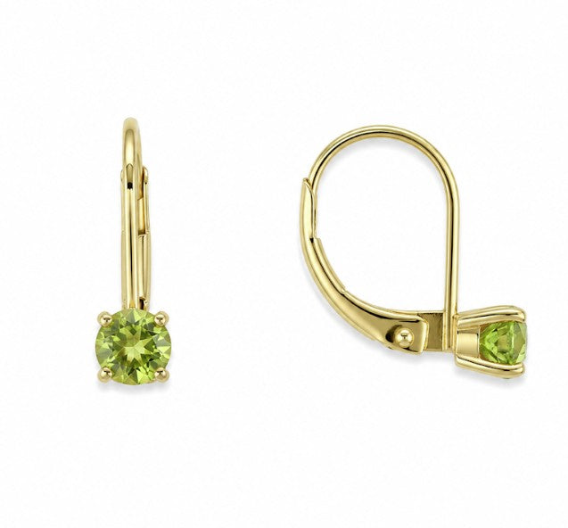 14k Lever Back Peridot Earrings