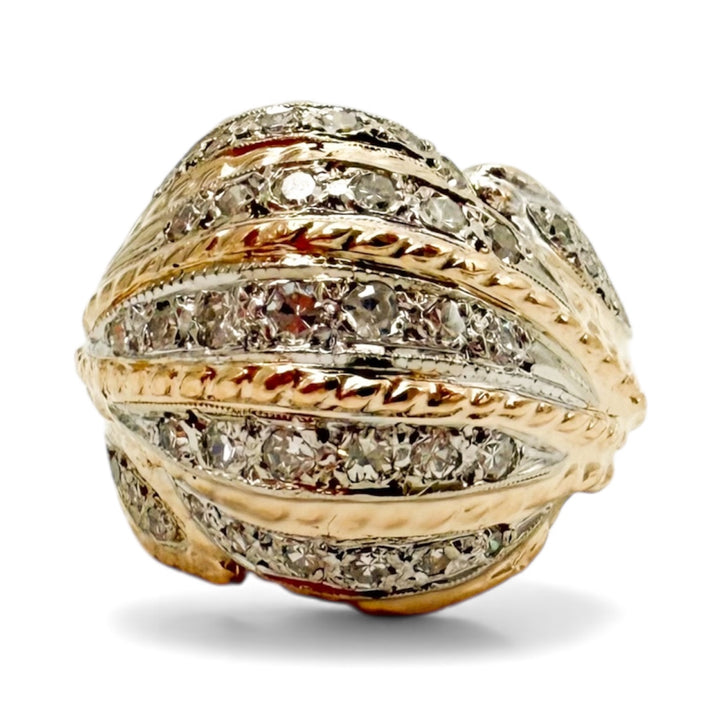 14k Two Tone Diamond Estate Ring