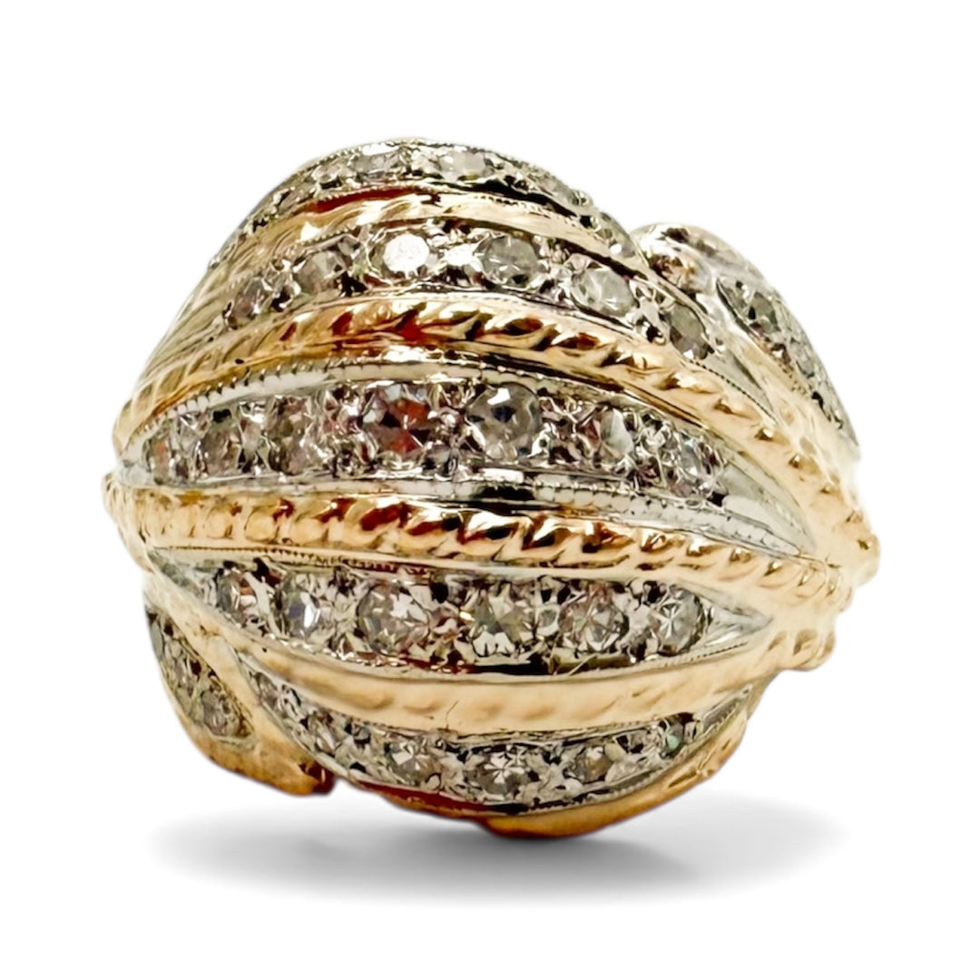 14k Two Tone Diamond Estate Ring