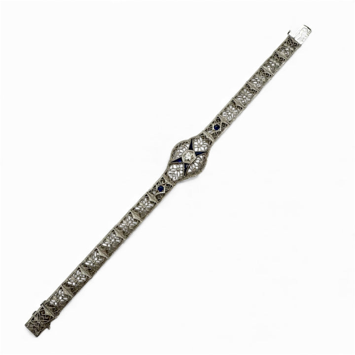 14k White Gold Filigree Antique Bracelet