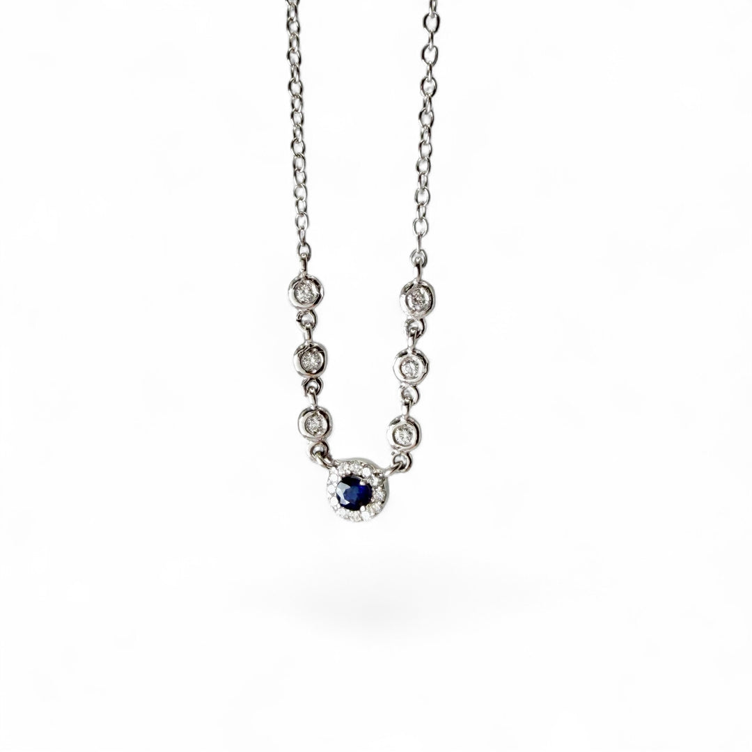 14k White Gold Sapphire Necklace