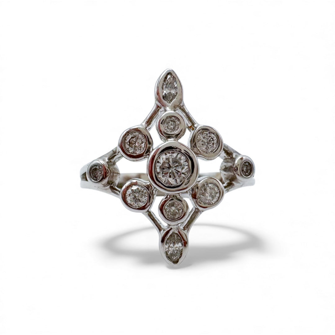 14k White Gold Diamond Estate Ring